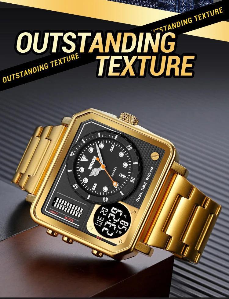 Trendsetter Casual 2 Display Chrono Hipster Waterproof Steel Bracelet Back Light Analog Digital Sport Watches - The Jewellery Supermarket