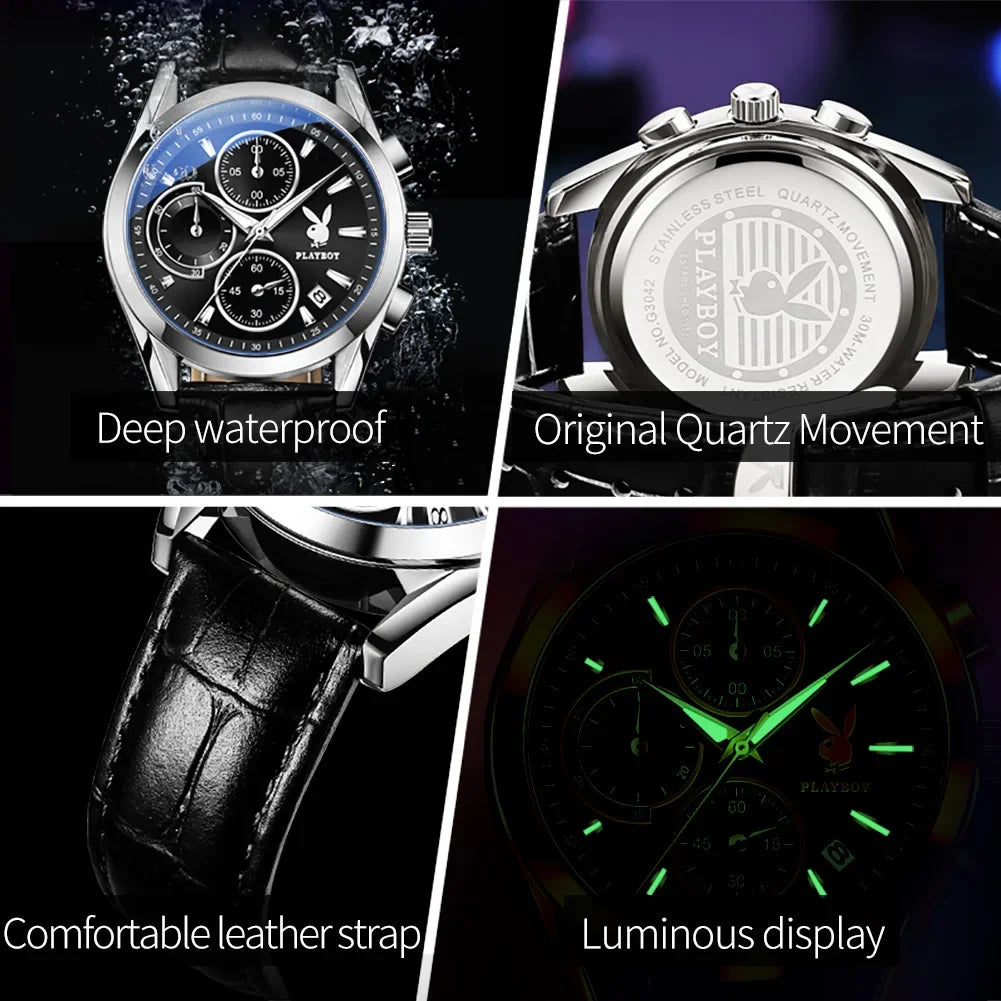 Super Casual Fashion Top Brand Stainless Steel Waterproof Multifunction Quartz Original Business Men's Wrist Watches