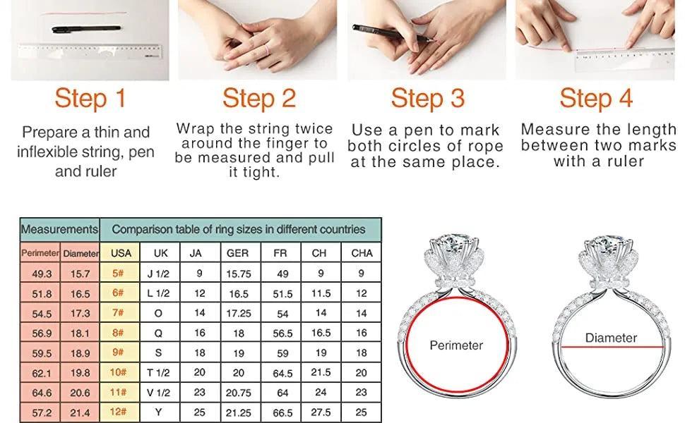 18K Rose Gold Plated D Color Moissanite Diamonds Crown Ring Set - 100% 925 Sterling Silver Fine Jewellery - The Jewellery Supermarket