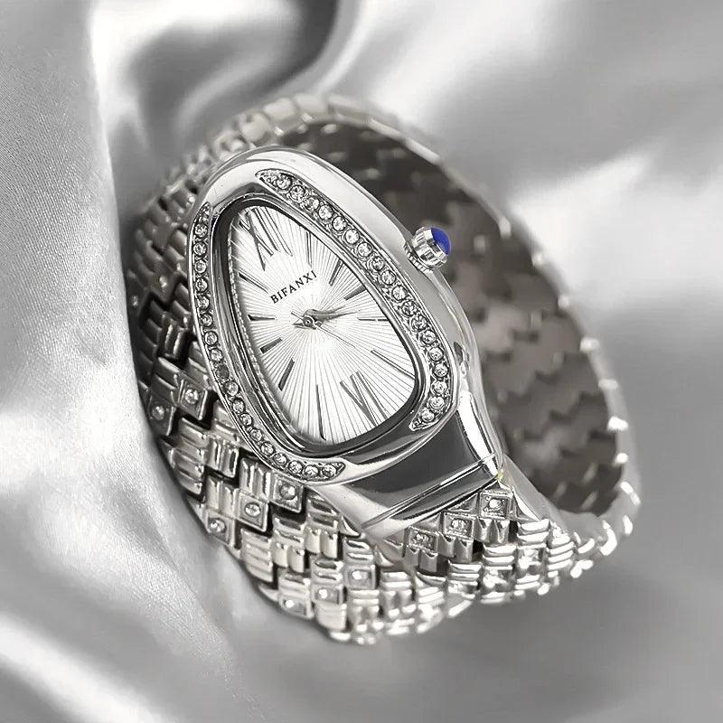 Luxury Snake Watches for Women  Top Brand Stainless Steel Creative Quartz Fashion Lady Dress Jewellery Wristwatches