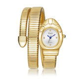 New Luxury Gold Silver Colour Snake Shaped Quartz Watches For Women - Elegant Fashionable Bracelet Wristwatches