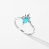 Fashion Silver Crown Paraiba Tourmaline and AAAA Simulated Diamonds Ring - Luxury Fine Jewellery - The Jewellery Supermarket