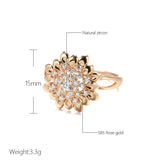 Unusual Vintage Style Flower Big Ring  Filled 14K Rose Gold AAA Zircon Diamonds Fashion Creative  Jewellery Ring