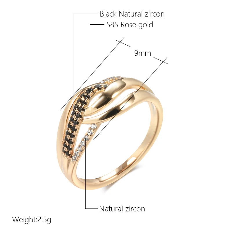 Elegant New Full Bling Rolled 14K Rose Gold Black and White AAA Zircon Diamonds Cross Ring - Fine Daily Jewellery