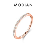 Sterling Silver Exquisite Slim Stackable Rings Clear AAAA Simulated Gradient Pink Blue Crystal Ring Fine Jewellery - The Jewellery Supermarket