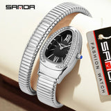 New Arrival High-End Snake Shaped Zircon Diamonds Inlaid Women's Retro Lightweight Luxury Quartz Watches