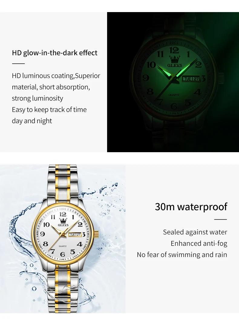 New Original Luxury Brand Stainless Steel Waterproof Quartz Women's Watches- Elegant Date Gift for Ladies
