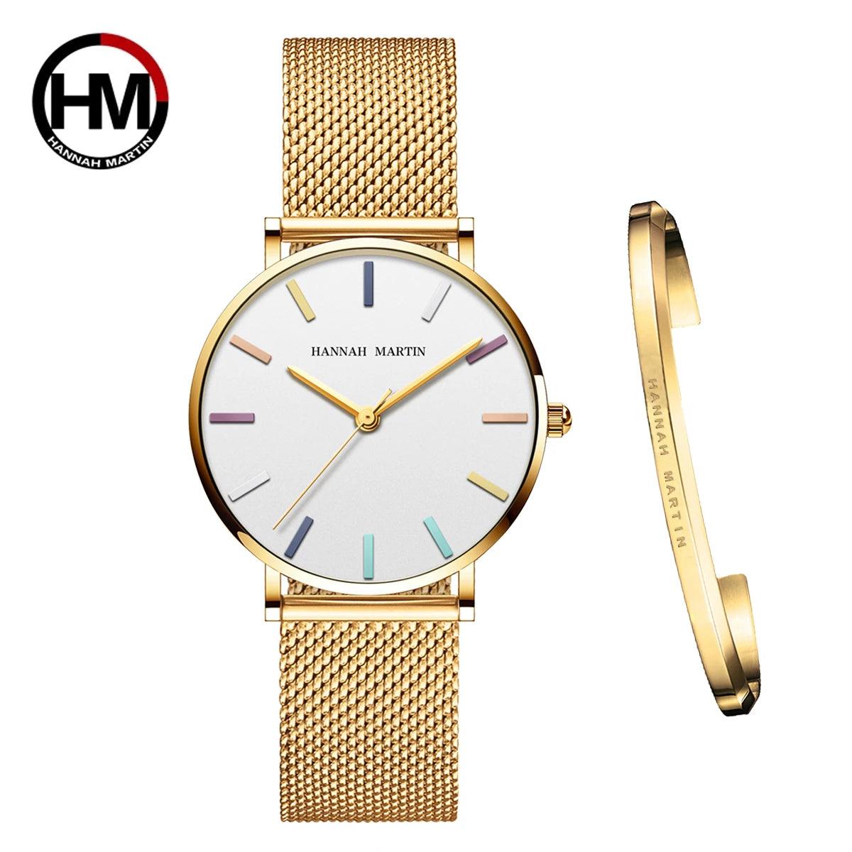 Top Brand Elegant Bohemian Style Women Watches  Simple Stainless Steel Mesh Strap Quartz Fashion Bracelet Watches