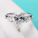 Waterdrop Shape GRA Certified 1-4CT Pear Cut 925 Sterling Silver Moissanite Diamonds Wedding Engagement Rings