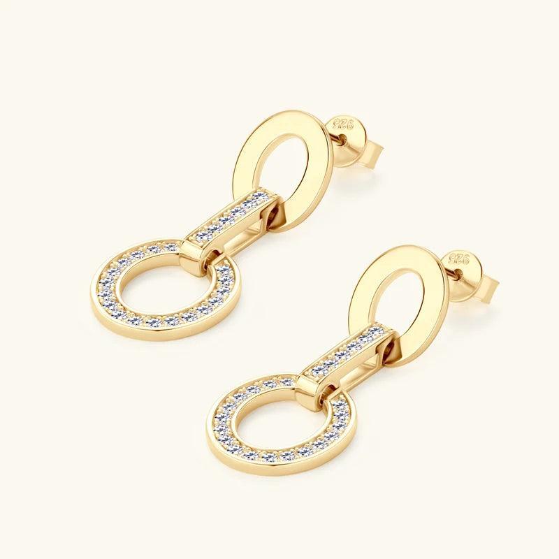 Awesome 14KGP Round D 1.5mm Moissanite Diamonds Drop Stud Earrings - Silver Link Chain Earrings Fine Jewellery - The Jewellery Supermarket