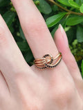 Luxury Geometric Line Cross Rolled 14K Rose Gold With Black AAA Zircon Crystals Ring - Fashion Vintage Jewellery