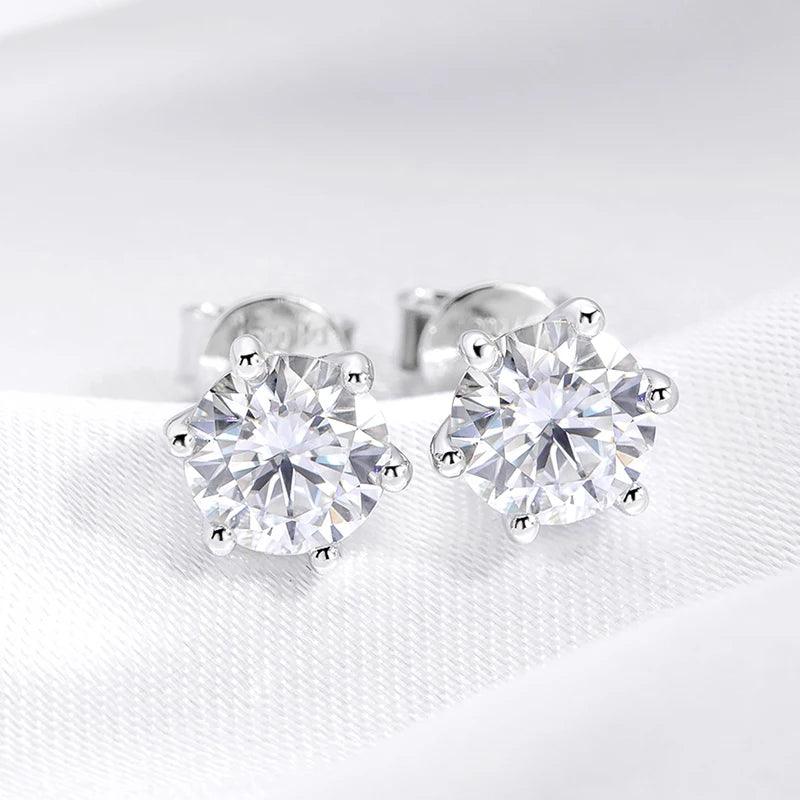 Splendid 18KG 0.5-2CT D Colour VVS1 Real Moissanite Diamonds Stud Earrings for Women - Sterling Silver Jewellery - The Jewellery Supermarket