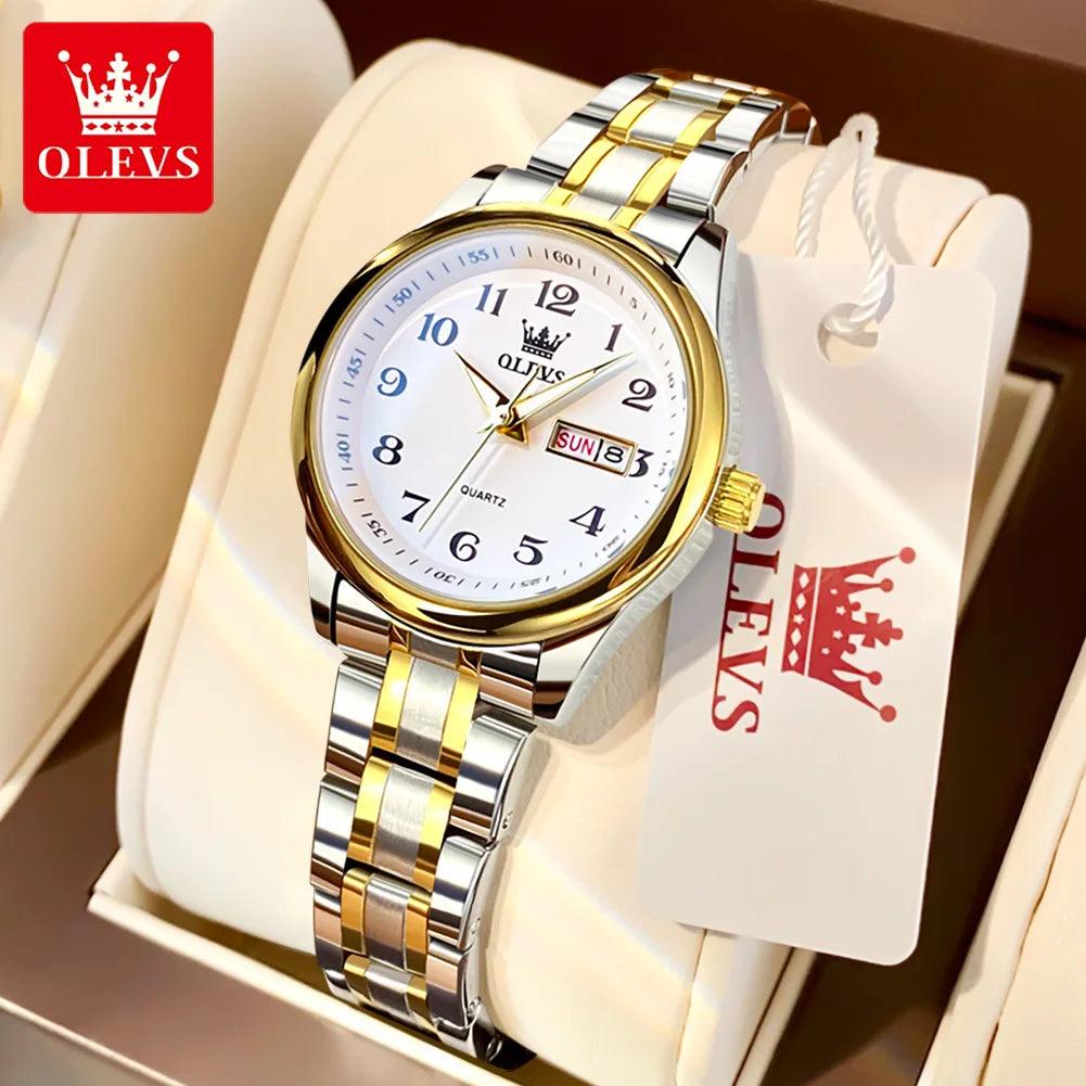 New Original Luxury Brand Stainless Steel Waterproof Quartz Women's Watches- Elegant Date Gift for Ladies