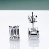 Classic 0.5-2CT Emerald Cut Rectangle Moissanite Diamonds Earrings - Sterling Silver Fine Jewellery For Men and Women - The Jewellery Supermarket