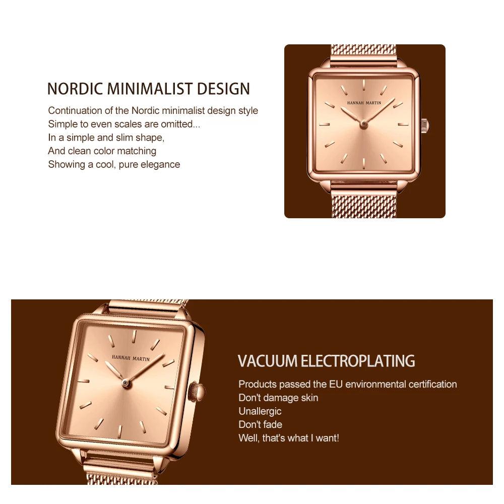 Simple Design Top Brand Stainless Steel Strap Quartz Ladies Watch - 3ATM Waterproof Multifunctional Women's Watches