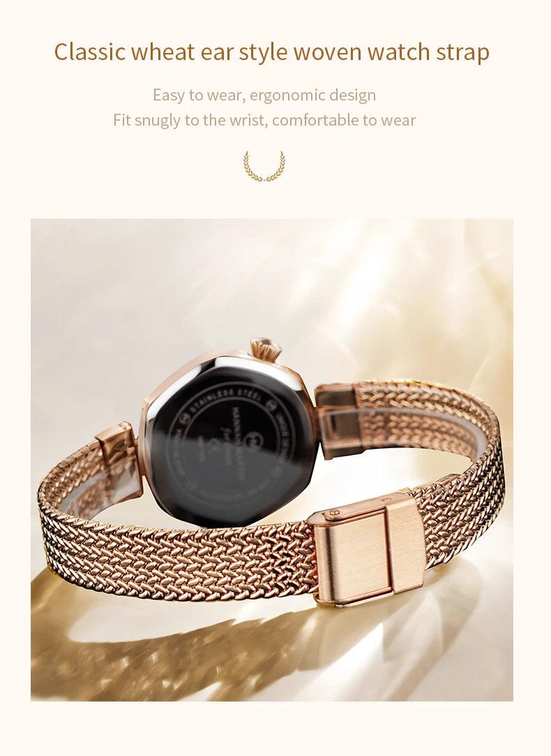 Luxury Elegant Brand Original Quartz Ladie's Watch Fashion Geometric Stainless Steel Mesh Belt Sports Watches