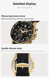 Amazing Gold Maserati Men's Watch Sports Leisure Luxury Europe and America Large Dial Black Silicone StrWatch.