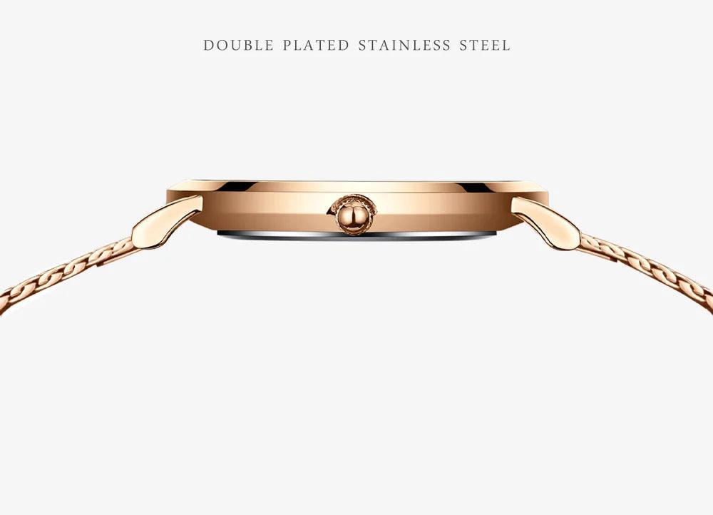 Top Brand Elegant Bohemian Style Women Watches  Simple Stainless Steel Mesh Strap Quartz Fashion Bracelet Watches