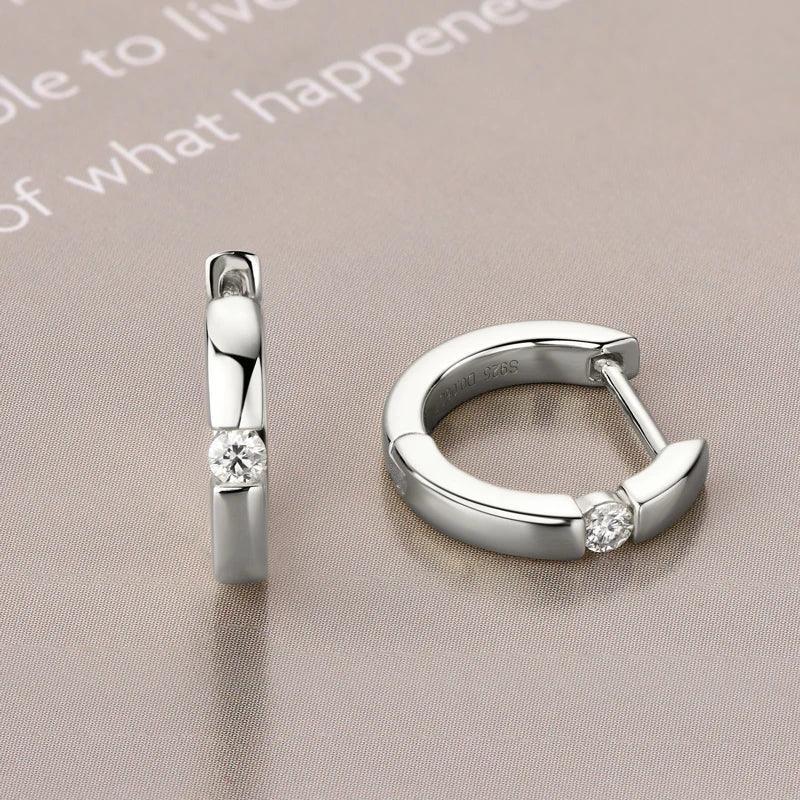 New Design 14KGP Moissanite Diamonds Hoop Earrings 2.0mm VVS1 Fine Jewellery - Silver Earrings for Women Men - The Jewellery Supermarket