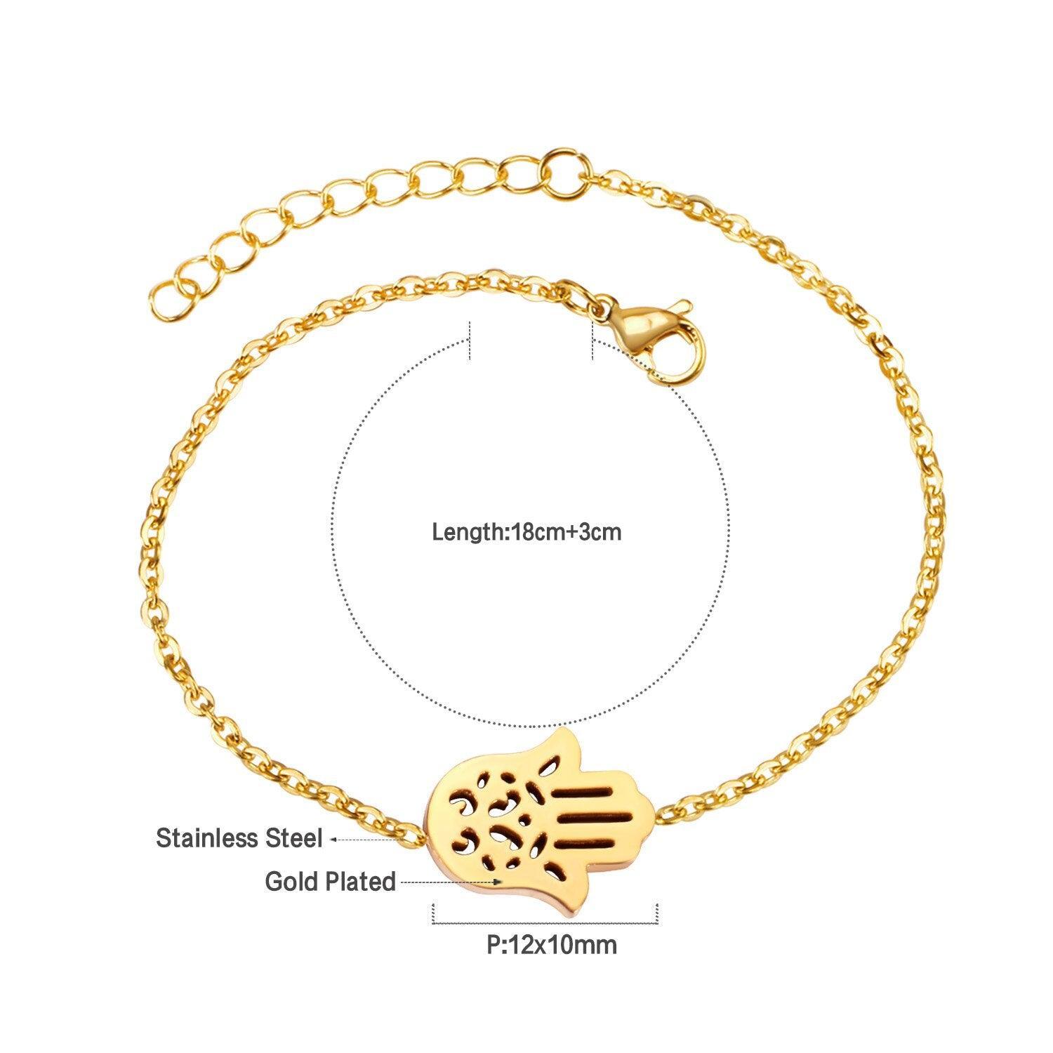 Simple Trendy Charm Bracelets for Women - Stainless Steel Infinity 8 Snowflake Hamsa Hand Tiny Chain Jewellery - The Jewellery Supermarket