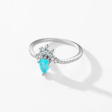 Fashion Silver Crown Paraiba Tourmaline and AAAA Simulated Diamonds Ring - Luxury Fine Jewellery - The Jewellery Supermarket