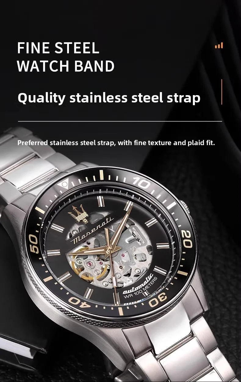 Maserati Hollowed Out automatic Mechanical Watch Europe and the United States Big Dial Leisure Business Wrist Watch