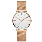 Elegant Luxury Brand Fashion Rosegold Colour Stainless Steel Mesh Strap Japanese Quartz Movement Ladies Watches