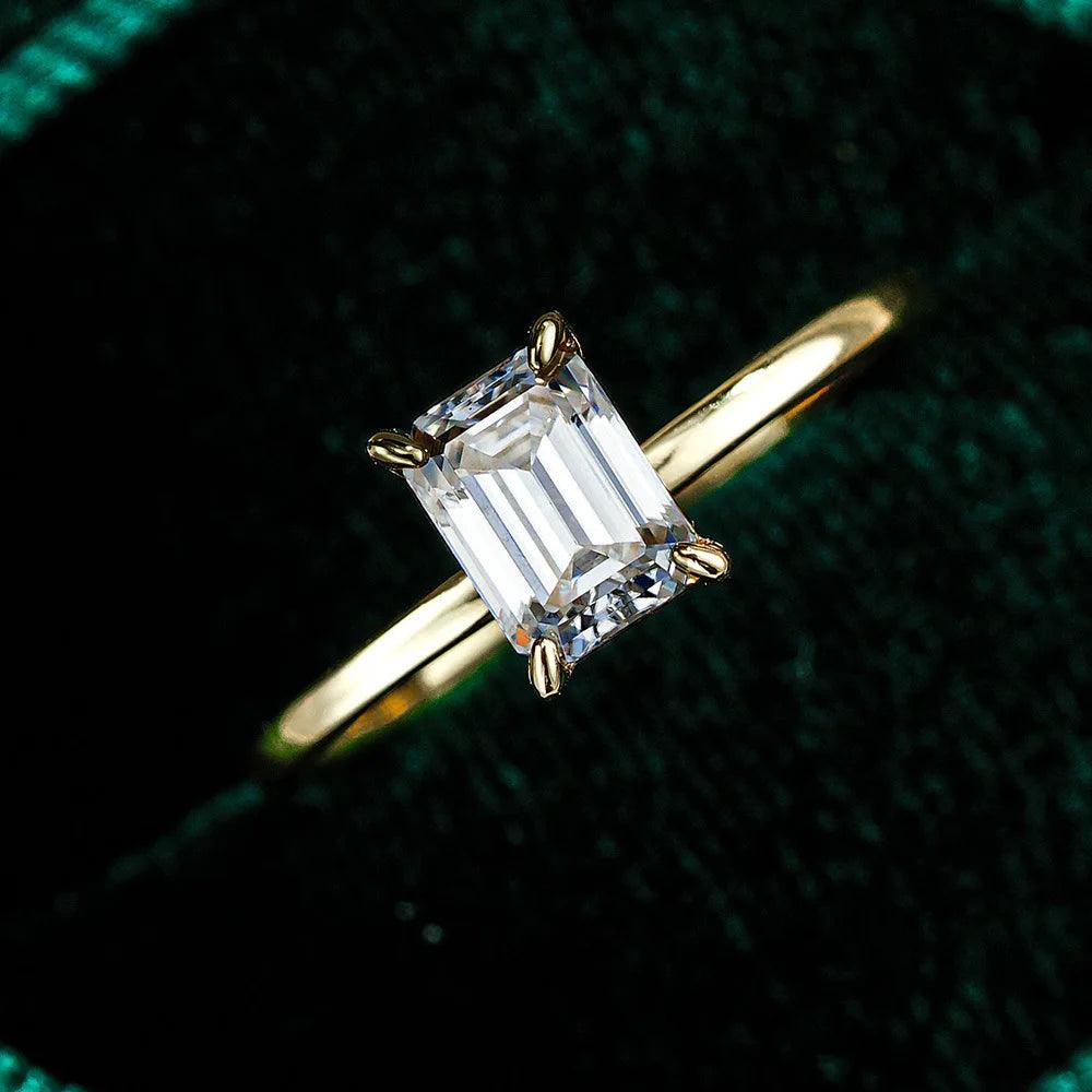 Terrific 1Carat Princess Cut Moissanite Solitaire Diamond Rings Silver 18K Gold Plated Wedding Engagement Jewellery