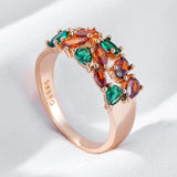 Hot Shiny AAA Zircon Crystals Trendy Rolled 14K Rose Gold Rings For Women Daily Fine Jewellery Best Crystal Gift
