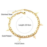 Double Layer Coin Disc Pendant Anklets - Gold Colour Stainless Steel Anti-allergic Rope Chain Jewellery - The Jewellery Supermarket