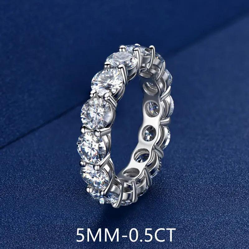 Luxury 3mm 0.1CT 5mm 0.5CT Moissanite Diamonds Eternity Rings - Silver Wedding Engagement Fine Jewellery - The Jewellery Supermarket