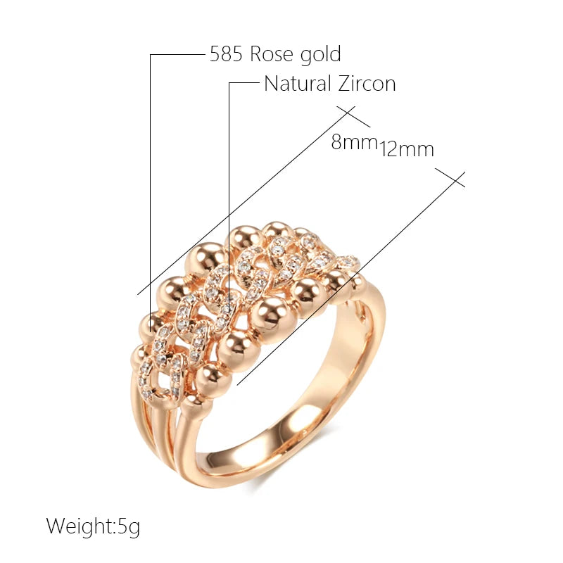 Marvelous Double Metal Beads 14K Rolled Rose Gold AAA  Zircon Diamonds Rings - Personality Trendy Jewellery