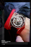 PLAYBOY Brand Skeleton Multifunction Automatic Mechanical Original Stainless Steel Fashion Luxury Watches for Men