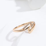 Luxury Double Layer Glossy Metal 14K Rolled Rose Gold AAA Zircon Diamonds Ring - Fine Personality  Jewellery
