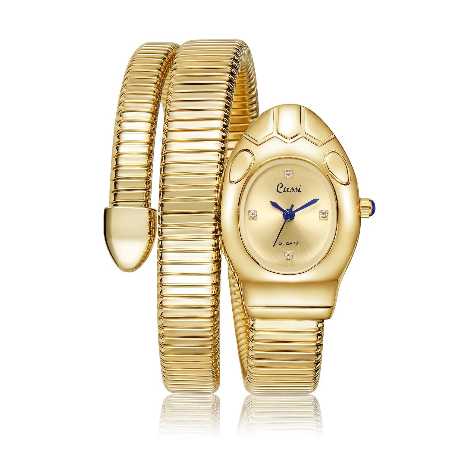 Unique Design Snake Watches for Women - Luxury Stainless Steel Quartz Fashion Lady Dress Jewellery