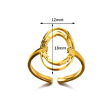 New in 18k Gold Color Plated Stainless Steel Rings For Women, Girls - Fashion Hollow Oval Ring Birthday Gift Jewellery - The Jewellery Supermarket