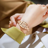 Super Quality Elegant Fashion Square Roman Dial Stainless Steel Ladie's 3Bar Quartz Wristwatch - Ideal Present
