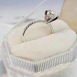 925 Sterling Silver 6.5mm Round Cut D Colour VVS1 Moissanite Solitaire Engagement Wedding Rings, Fine Jewellery