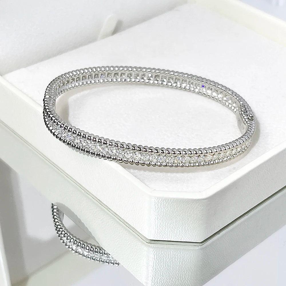 Luxury 18KGP D Color VVS1 Full 2mm Moissanite Diamonds Tennis Bangle Bracelets For Women, Silver Diamond Bracelets - The Jewellery Supermarket