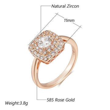 Fabulous 14K Rolled Rose Gold Square Trend Shiny AAA Zircon Diamonds Rings for Women - Daily Fine Jewellery