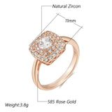 Fabulous 14K Rolled Rose Gold Square Trend Shiny AAA Zircon Diamonds Rings for Women - Daily Fine Jewellery