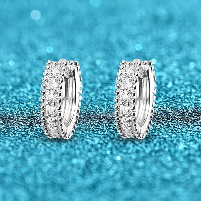 Outstanding D Color VVS1 0.14ct Moissanite Diamonds Hoop Earrings Silver Wedding Gifts Fine Jewellery - The Jewellery Supermarket