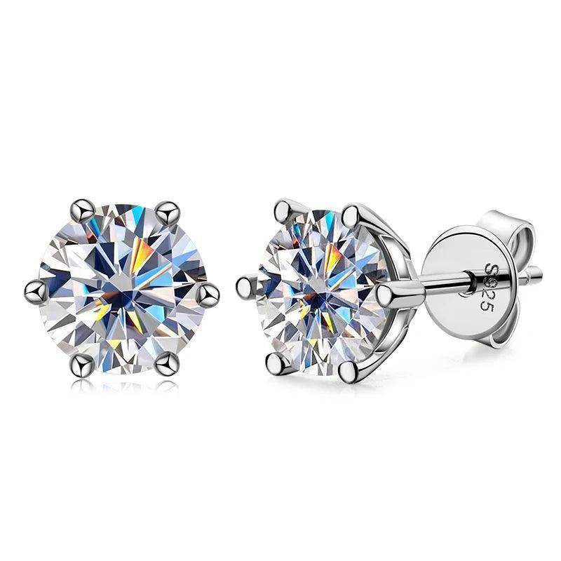 Astounding 1/2/4/6CTW. Moissanite Diamonds Stud Earrings - Sterling Silver for Women and Men Fine Jewellery - The Jewellery Supermarket