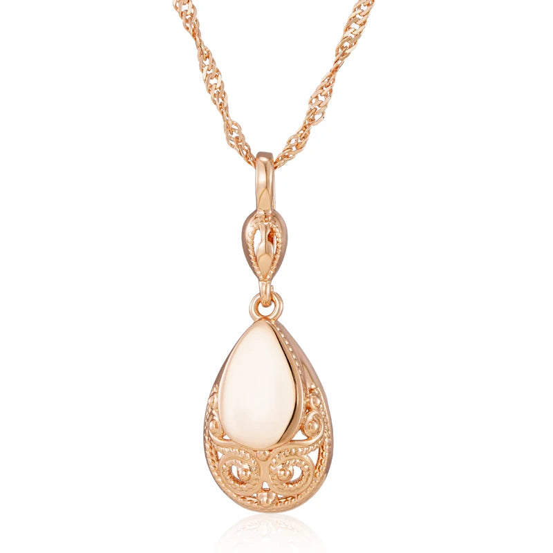 New Fashion 14K Rolled Rose Gold Glossy Owl Pattern Carving Shape Necklace For Women - Retro Fine Jewellery