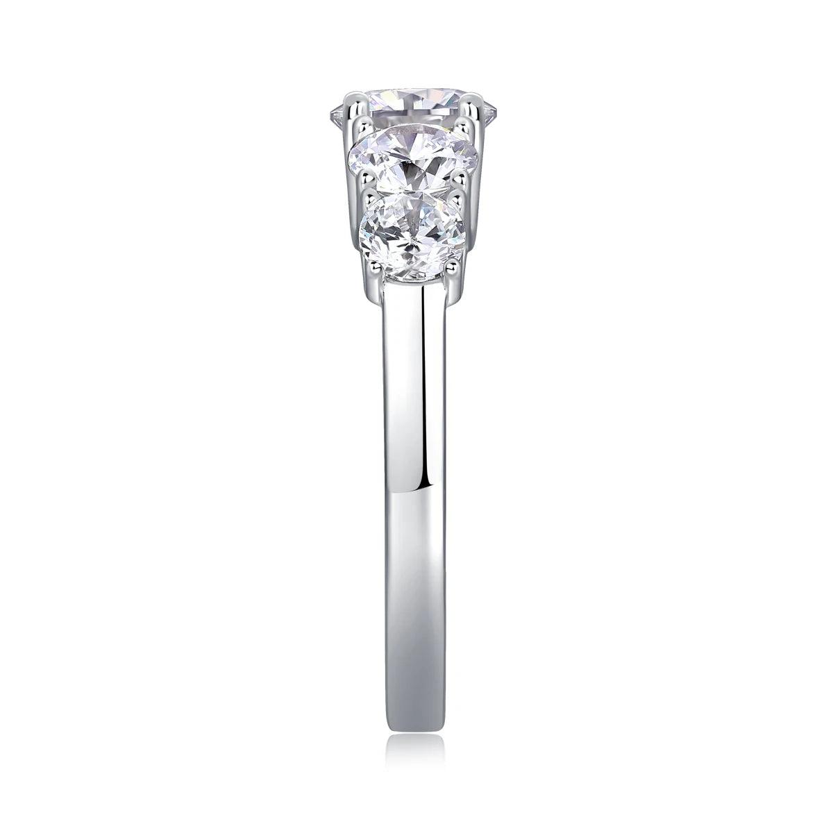 Elegant Jewellery Three Stone Moissanite Diamonds 18KGP Silver Engagement Wedding Ladies Rings with GRA Certificate