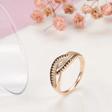 Marvelous Trendy 14K Rolled Rose Gold AAA Black With White Zircon Ring - Fine Geometric Daily Jewellery