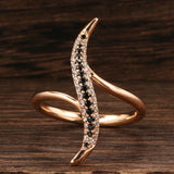 Unique Design White And Black AAA Zircon Diamonds Fashion 14K Rolled Rose Gold Daily Fine Jewellery Ring