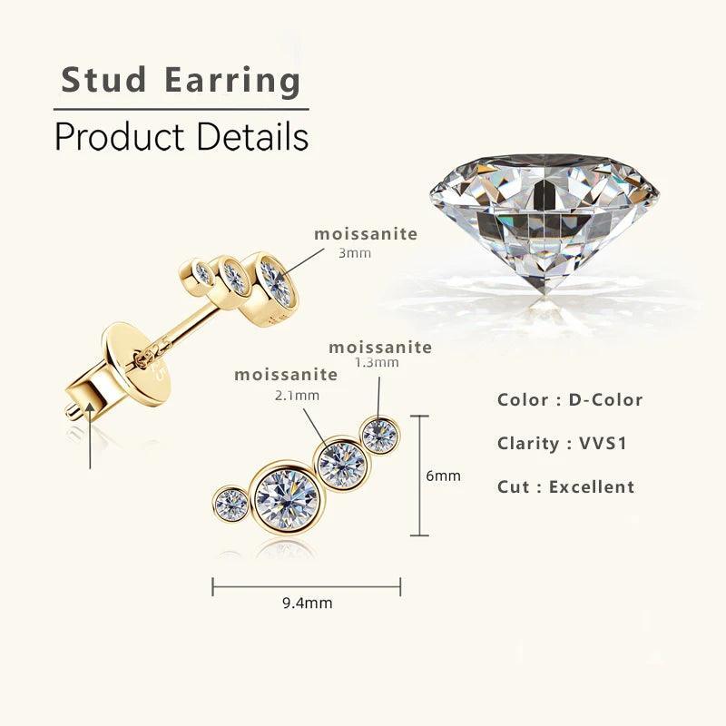 Excellent Single Row Four Bezel  D-Colour VVS1 Moissanite Diamonds Earrings For Women Silver Daily Fine Jewellery - The Jewellery Supermarket