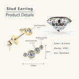 Excellent Single Row Four Bezel  D-Colour VVS1 Moissanite Diamonds Earrings For Women Silver Daily Fine Jewellery - The Jewellery Supermarket