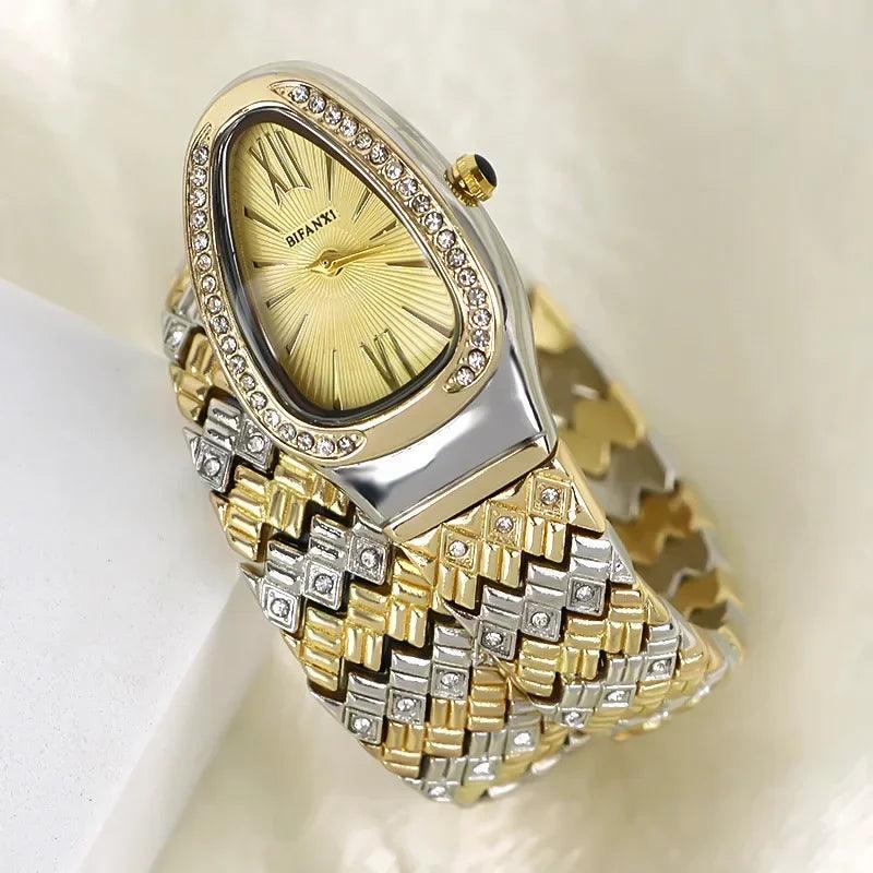 Luxury Snake Watches for Women  Top Brand Stainless Steel Creative Quartz Fashion Lady Dress Jewellery Wristwatches